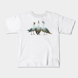 Trio of squawking seagulls. Beach theme decor, original artwork. Unique gift. Kids T-Shirt